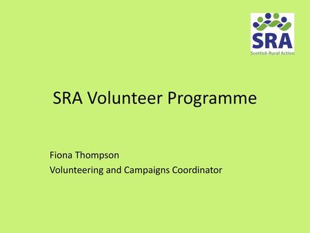 SRA Volunteer Programme