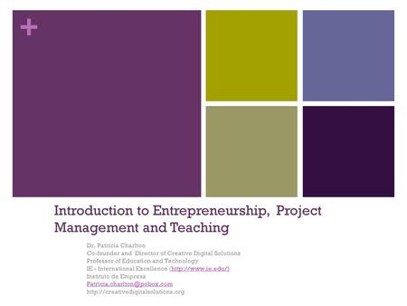 Introduction to Entrepreneurship, Project Management and Teaching