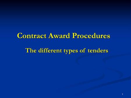 Contract Award Procedures