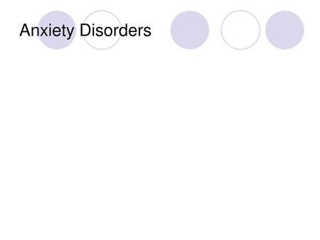 Anxiety Disorders.