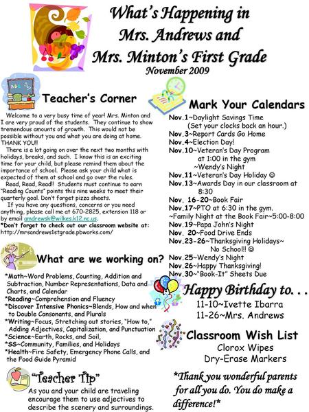 Mrs. Minton’s First Grade