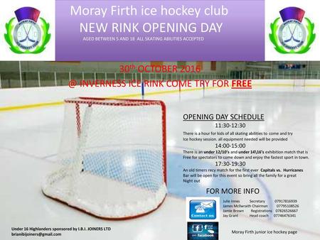 30th OCTOBER INVERNESS ICE RINK COME TRY FOR FREE