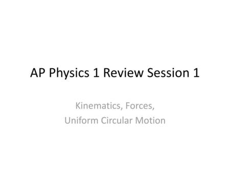 AP Physics 1 Review Session 1