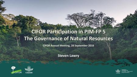 CIFOR Participation in PIM-FP 5 The Governance of Natural Resources