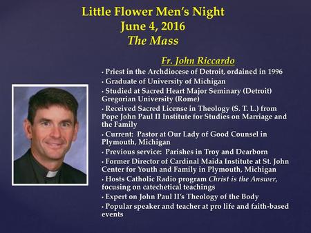 Little Flower Men’s Night