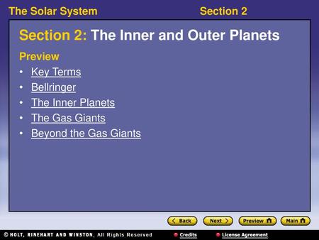 Section 2: The Inner and Outer Planets