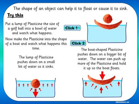 The shape of an object can help it to float or cause it to sink.