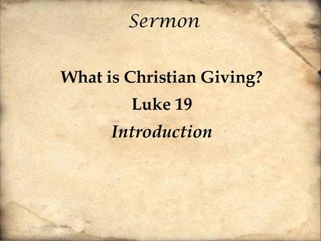 What is Christian Giving?