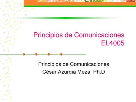 Principios de Comunicaciones EL4005