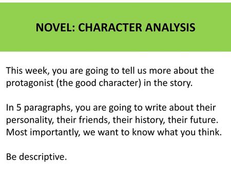 NOVEL: CHARACTER ANALYSIS