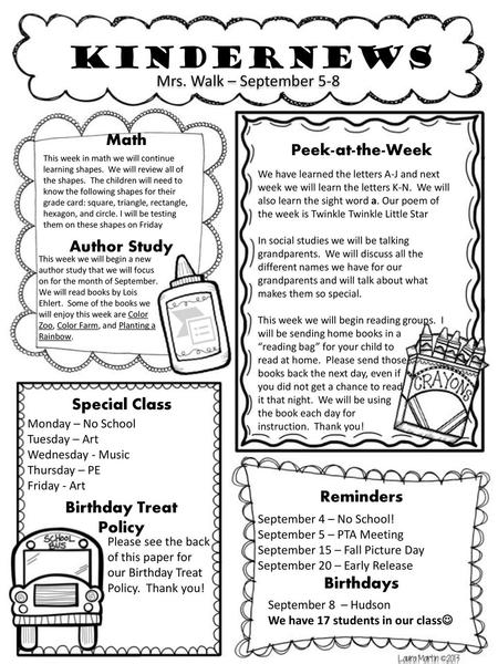 Kindernews Mrs. Walk – September 5-8 Math Peek-at-the-Week Type here!