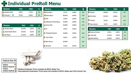 Individual PreRoll Menu