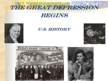 The Great Depression Begins