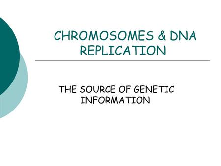 CHROMOSOMES & DNA REPLICATION