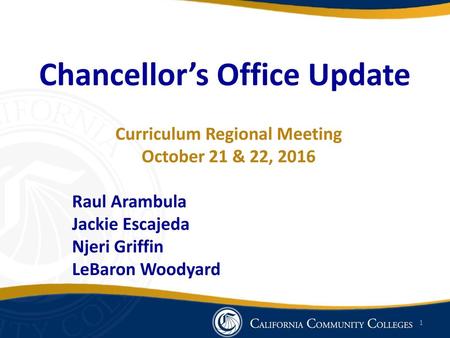 Chancellor’s Office Update