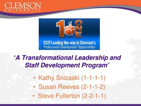 “A Transformational Leadership and Staff Development Program”