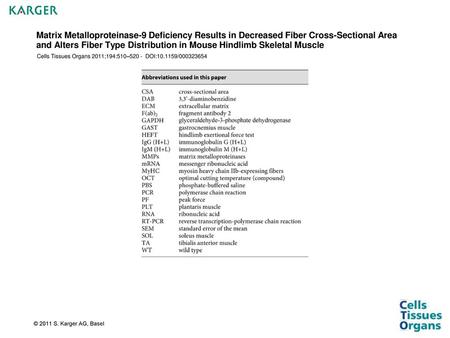 Matrix Metalloproteinase-9 Deficiency Results in Decreased Fiber Cross-Sectional Area and Alters Fiber Type Distribution in Mouse Hindlimb Skeletal Muscle.