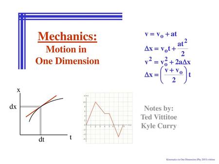 Mechanics: Motion in One Dimension x dx Notes by: Ted Vittitoe