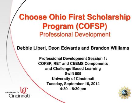 Choose Ohio First Scholarship Program (COFSP) Professional Development