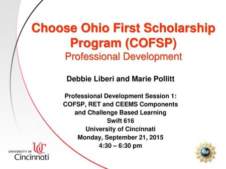 Choose Ohio First Scholarship Program (COFSP) Professional Development