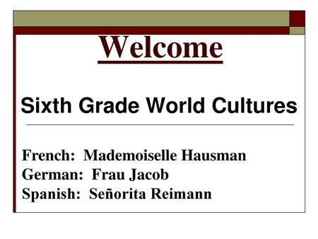 Sixth Grade World Cultures