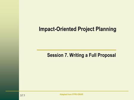 Impact-Oriented Project Planning