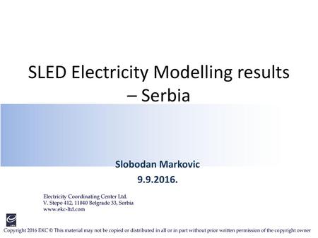 SLED Electricity Modelling results – Serbia