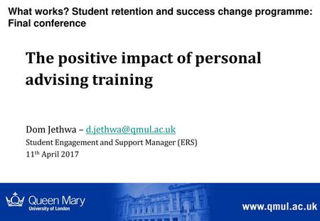 The positive impact of personal advising training