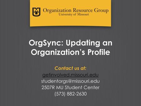 OrgSync: Updating an Organization’s Profile