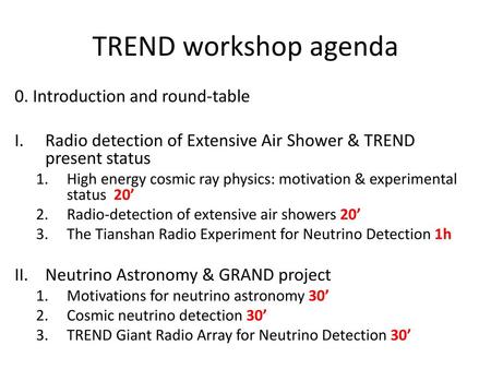 TREND workshop agenda 0. Introduction and round-table