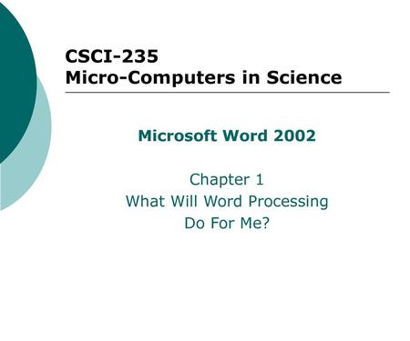 CSCI-235 Micro-Computers in Science