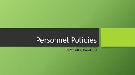 Personnel Policies GOVT 2305, Module 14