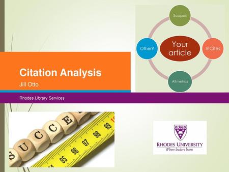 Citation Analysis Your article Jill Otto InCites Other?