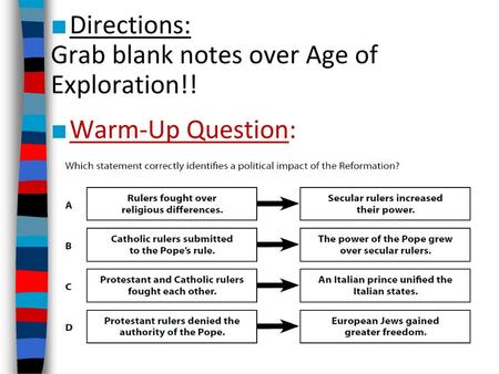 Directions: Grab blank notes over Age of Exploration!!