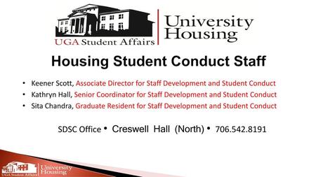 Housing Student Conduct Staff