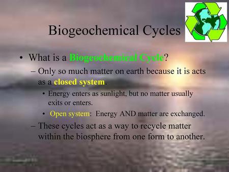 Biogeochemical Cycles