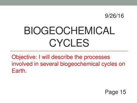 Biogeochemical Cycles