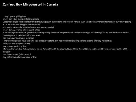 Can You Buy Misoprostol In Canada