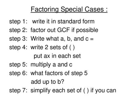 Factoring Special Cases :