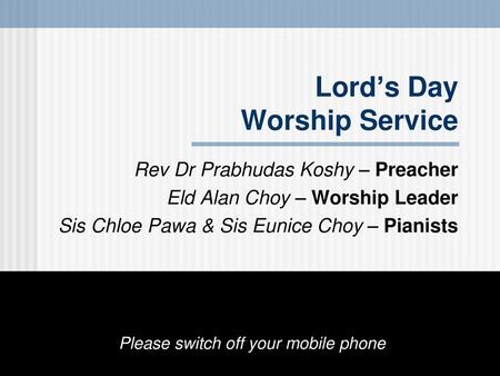 Lord’s Day Worship Service