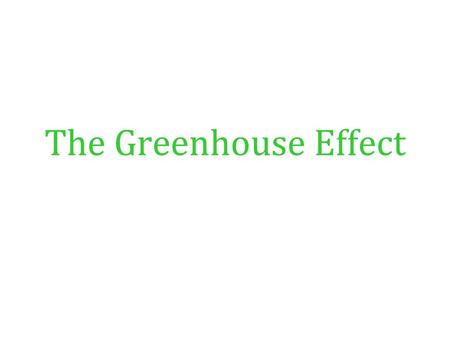 The Greenhouse Effect.