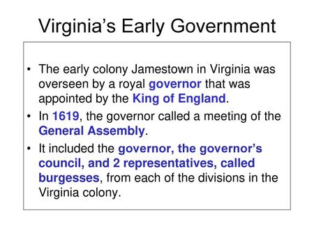 Virginia’s Early Government