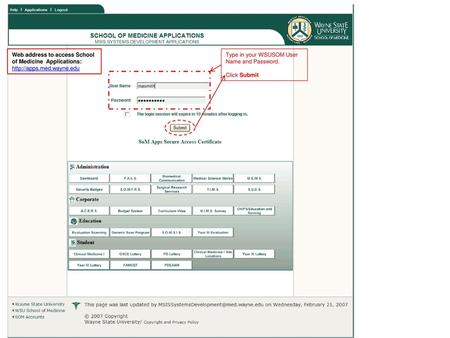 Web address to access School of Medicine  Applications: