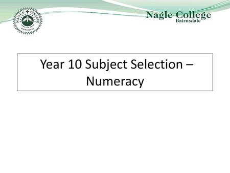 Year 10 Subject Selection – Numeracy