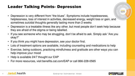 Leader Talking Points- Depression