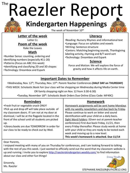 Kindergarten Happenings