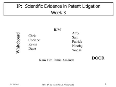 IP: Scientific Evidence in Patent Litigation Week 3