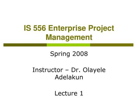 IS 556 Enterprise Project Management