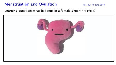 Menstruation and Ovulation Tuesday, 19 June 2018