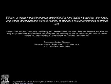 Efficacy of topical mosquito repellent (picaridin) plus long-lasting insecticidal nets versus long-lasting insecticidal nets alone for control of malaria: